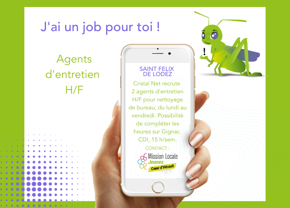 Offre d’emploi agents d’entretien à St Félix de Lodez